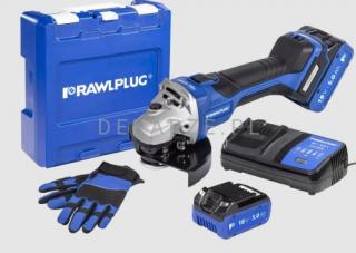 Szlifierka kątowa 18V 125 mm reg obrotów 2 akumulatory 5,0 Ah ładowarka 6,5 A walizka RawlCase Rawlplug R-PAG18-SV-XL2
