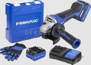 Szlifierka kątowa 18V 125 mm włącznik łopatkowy reg obrotów 2 akumulatory 5,0 Ah ładowarka 6,5 A walizka RawlCase Rawlplug R-PAG18-PV-XL2