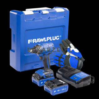 Zakrętarka udarowa 18V 210 Nm 2 akumulatory 5,0 Ah ładowarka 6,5 A walizka RawlCase Rawlplug R-PID18-XL2
