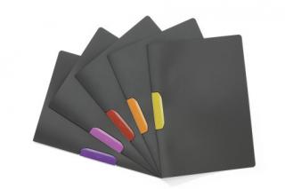 DURASWING, skoroszyt zaciskowy z ciemnej folii z kolorowym zaciskiem; 1-30 kartek