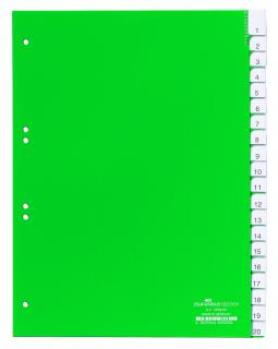 Przekładki A4 zielone, zgrzane wymienne indeksy, A-Z 20 części