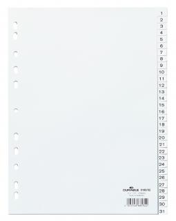 Przekładki PP A4 białe, nadrukowane indeksy, 1-31