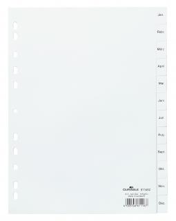 Przekładki PP A4 białe, nadrukowane indeksy, Jan-Dez