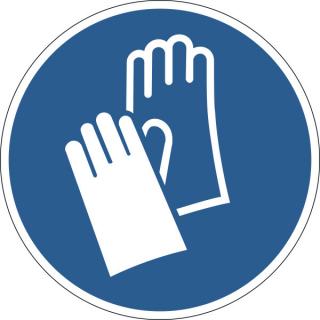 Samoprzylepny znak  "Załóż rękawice ochronne", usuwalne