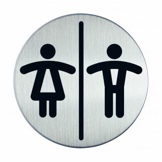 Tabliczka informacyjna Ø83 symbol "WC dla pań i panów"