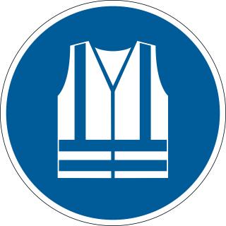 Znak podłogowy DURABLE - symbol "Stosuj kamizelkę ochronną"