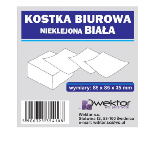 Kostka biała nieklejona 8,5x8,5x3,5cm Wektor