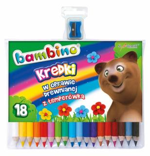 Kredki ołówkowe Bambino 18 kolorów + temperówka