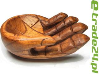 Efektowna Rzeźba z Drewna Suar Dłoń RĘKA Patera 15cm
