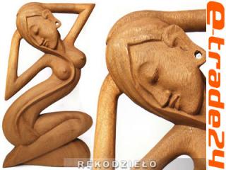 Piekna RZEŹBA Zmysłowa Kobieta Rękodzieło Drewno 30cm
