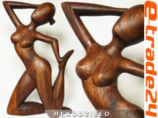 Piekna RZEŹBA Zmysłowa Kobieta Yoga Rękodzieło Drewno 30cm