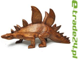 Rzeźba Figurka Dinozaur Stegozaur Drewno Rękodzieło 25cm