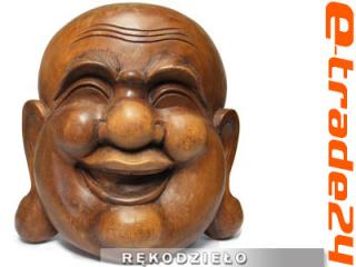Rzeźba Głowa - BUDDA - Drewno Suar Rękodzieło 30x30cm
