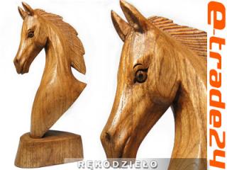 Rzeźba Popiersie KONIA Drewno Suar Koń 25cm Rękodzieło