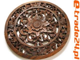 Rzeźba z Drewna MANDALA Ornament Kwiat Lotos śr. 49cm