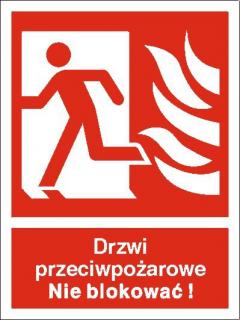 EG-tablice „Drzwi przeciwpożarowe. Nie blokować! (w lewo)#8221;