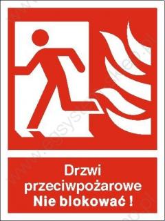 EG-tablice „Drzwi przeciwpożarowe. Nie blokować! (w lewo)
