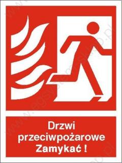 EG-tablice „Drzwi przeciwpożarowe. Zamykać! (w prawo) pionowa