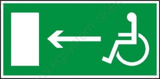 EG-tablice „Kierunek do wyjścia drogi ewakuacyjnej dla niepełnosprawnych w lewo (znak uzupełniający)
