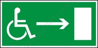 EG-tablice „Kierunek do wyjścia drogi ewakuacyjnej dla niepełnosprawnych w prawo (znak uzupełniający)