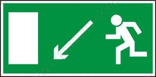 EG-tablice „Kierunek do wyjścia drogi ewakuacyjnej w dół w lewo (znak uzupełniający)