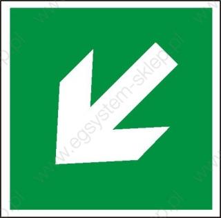 EG-tablice „Kierunek drogi ewakuacyjnej (znak do stosowania tylko z innymi znakami) na ukos