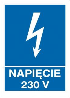 EG-tablice „Napięcie 230 V#8221; pionowa