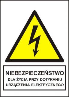 EG-tablice „Niebezpieczeństwo dla życia przy dotknięciu urządzenia elektrycznego#8221; pionowa