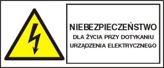 EG-tablice „Niebezpieczeństwo dla życia przy dotknięciu urządzenia elektrycznego#8221; pozioma