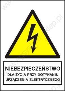 EG-tablice „Niebezpieczeństwo dla życia przy dotknięciu urządzenia elektrycznego pionowa