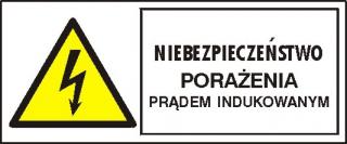 EG-tablice „Niebezpieczeństwo porażenia prądem indukowanym#8221; pozioma