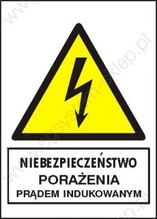 EG-tablice „Niebezpieczeństwo porażenia prądem indukowanym pionowa