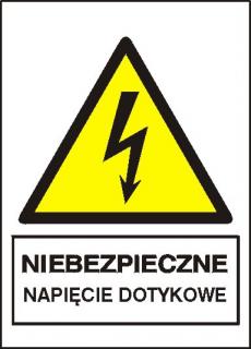 EG-tablice „Niebezpieczne napięcie dotykowe#8221; pionowa