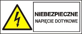 EG-tablice „Niebezpieczne napięcie dotykowe#8221; pozioma