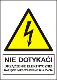 EG-tablice pionowa „Nie dotykać! Urządzenie elektryczne! Napięcie niebezpieczne dla życia#8221;