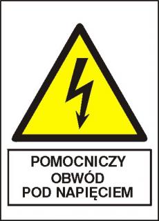 EG-tablice „Pomocniczy obwód pod napięciem#8221; pionowa