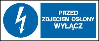 EG-tablice „Przed zdjęciem osłony wyłącz#8221;