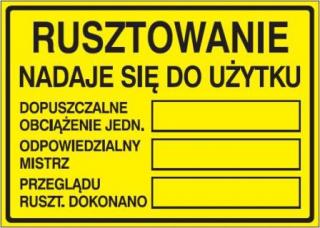 EG-tablice „Rusztowanie nadaje się do użytku#8221;