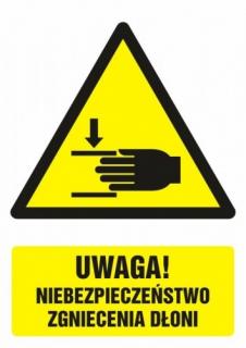 EG-tablice Uwaga ! Niebezpieczeństwo zgniecenia dłoni - naklejka