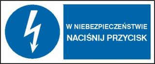 EG-tablice „W niebezpieczeństwie naciśnij przycisk#8221; pozioma