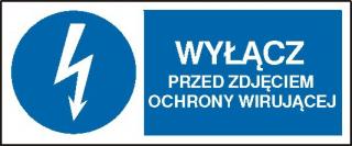 EG-tablice „Wyłącz przed zdjęciem osłony wirującej#8221; pozioma