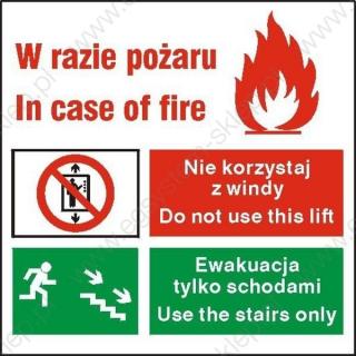 EG-tablice „Zakaz korzystania z windy w razie pożaru