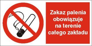 EG-tablice „Zakaz palenia obowiązuje na terenie całego zakładu#8221;