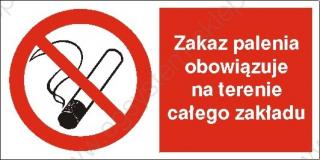 EG-tablice „Zakaz palenia obowiązuje na terenie całego zakładu