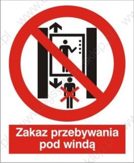 EG-tablice „Zakaz przebywania pod windą