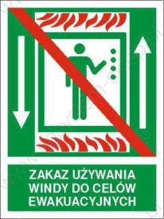 EG-tablice „Zakaz używania windy do celów ewakuacyjnych
