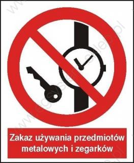 EG-tablice „Zakaz wstępu z przedmiotami metalowymi i zegarkami