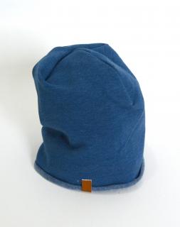 czapka krasnal JEANSOWY MELANŻ, czapka beanie unisex, niebieska czapka jesienna, miękka jesienna czapka