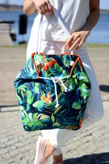 kolorowa torba miejska na zakupy, wodoodporna torba na plażę, torba w monstery i motyle