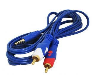 Kabel JACK 3,5mm - 2xRCA CHINCH  AUX  niebieski (3m)